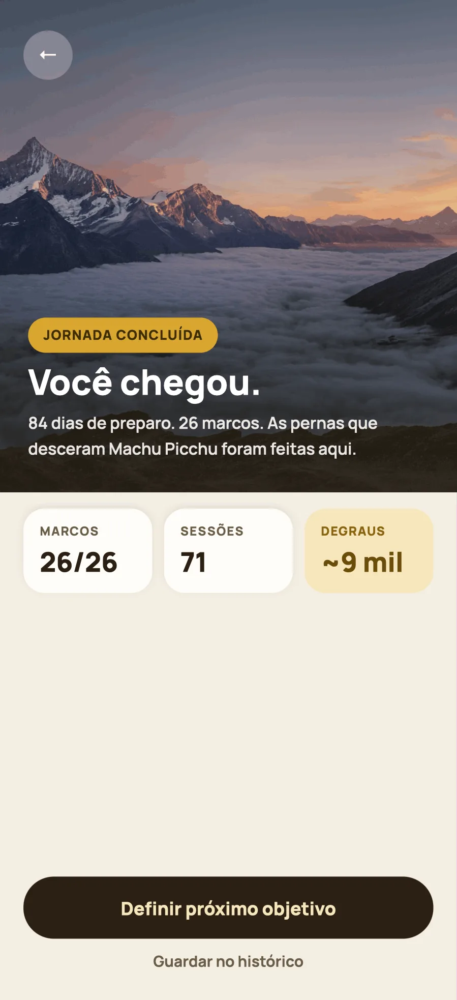 A tela do objetivo concluído.